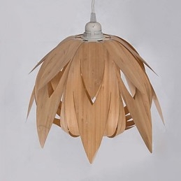 Lampadario vintage in bambù e legno a gabbia per uccelli, LED E26/E27, giallo