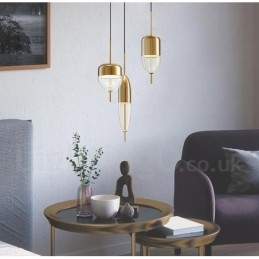 Lampada a sospensione contemporanea in vetro e acciaio 1 luce