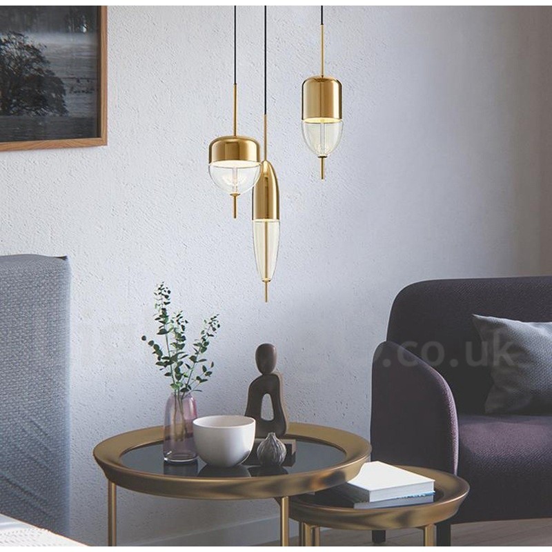 Lampada a sospensione contemporanea in vetro e acciaio 1 luce