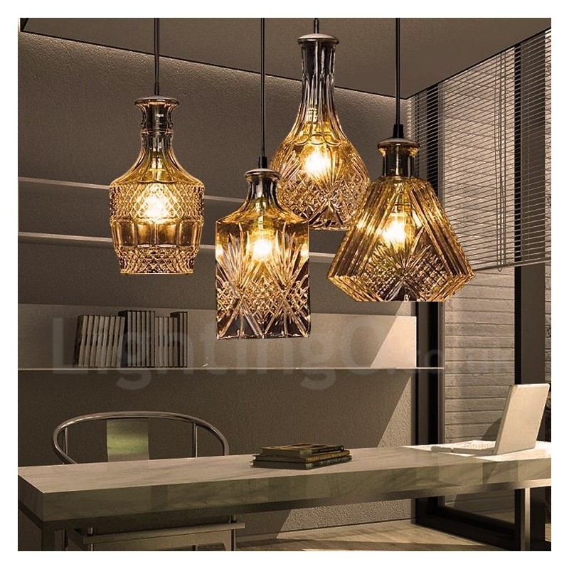 Lampada a sospensione in vetro color caffè, 1 luce, attacco E27