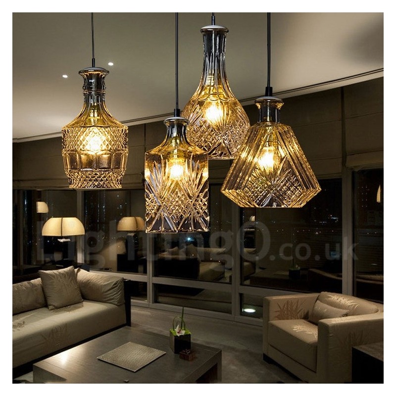 Lampada a sospensione in vetro color caffè, 1 luce, attacco E27