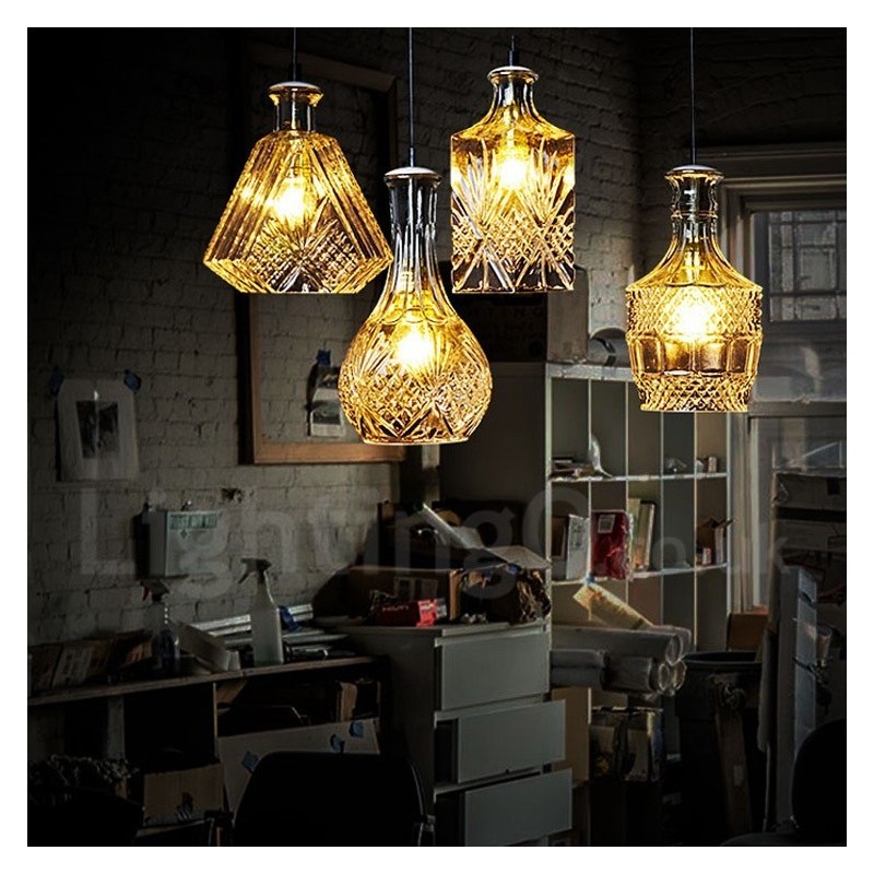 Lampada a sospensione in vetro color caffè, 1 luce, attacco E27