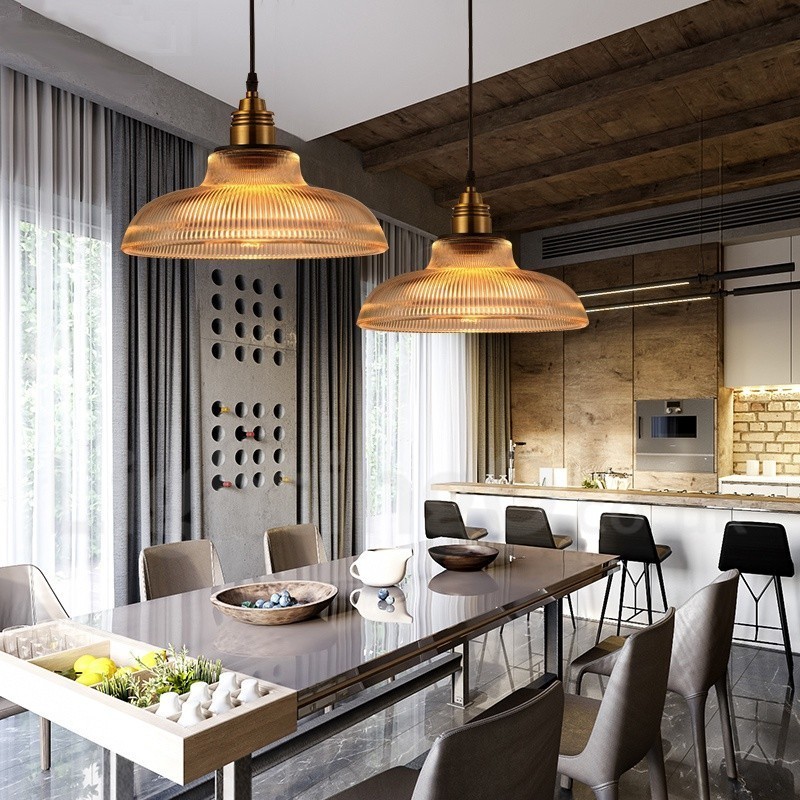 Lampada a sospensione vintage in vetro 1 luce E27