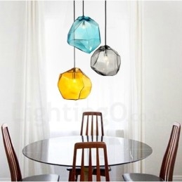 Lampada a sospensione rustica in vetro 1 luce Ø 25 cm catena 1,2 m