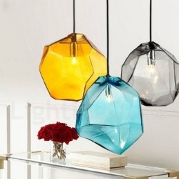 Lampada a sospensione rustica in vetro 1 luce Ø 25 cm catena 1,2 m