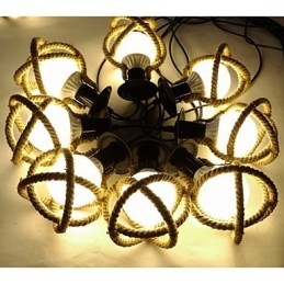 Lampadario a corda creativo lungo stile candela con fiori, lampada ragno