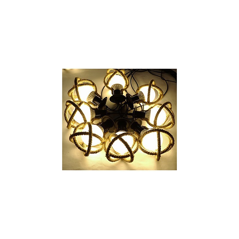 Lampadario a corda creativo lungo stile candela con fiori, lampada ragno