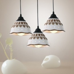 Lampada a sospensione contemporanea 1 luce con paralume in ceramica Ø20 cm E27