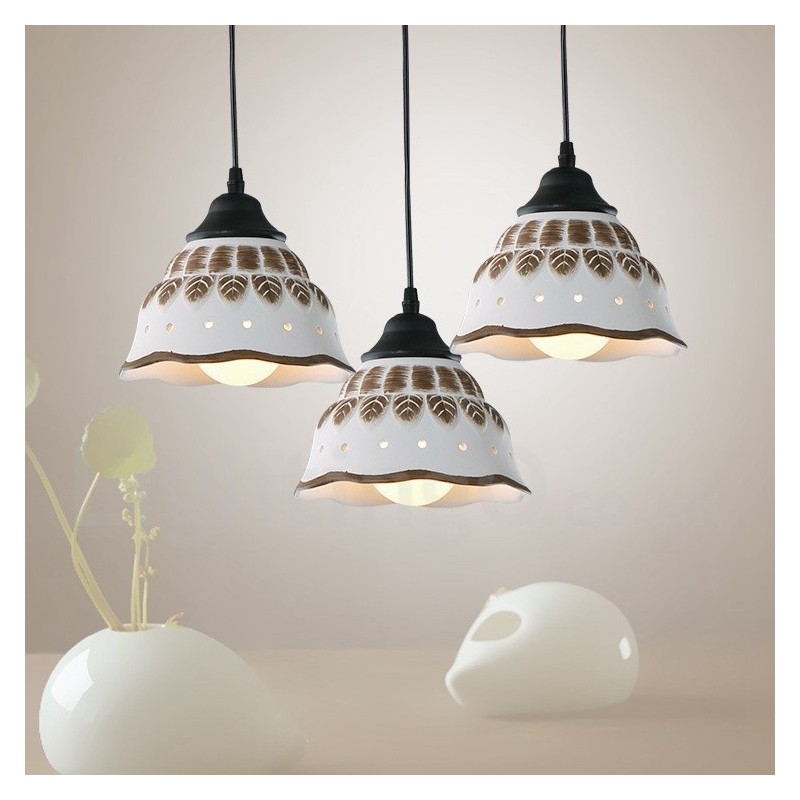 Lampada a sospensione contemporanea 1 luce con paralume in ceramica Ø20 cm E27