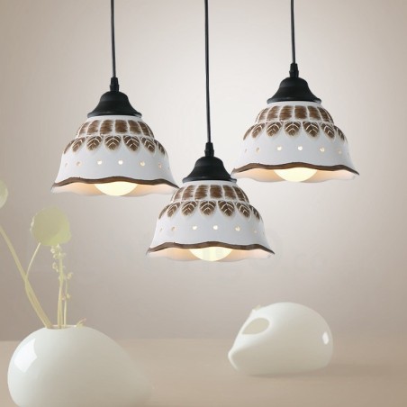 Lampada a sospensione contemporanea 1 luce con paralume in ceramica Ø20 cm E27