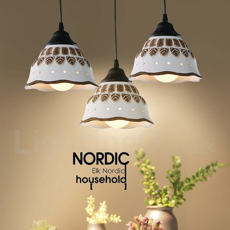 Lampada a sospensione contemporanea 1 luce con paralume in ceramica Ø20 cm E27