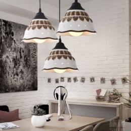 Lampada a sospensione contemporanea 1 luce con paralume in ceramica Ø20 cm E27