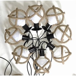 Lampadario a corda creativo lungo stile candela con fiori, lampada ragno