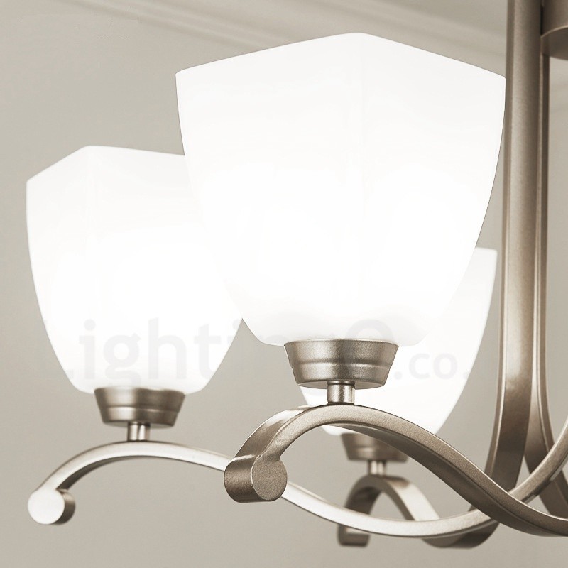Lampadario contemporaneo a 6 luci con paralume in vetro E27