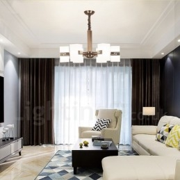 Lampadario moderno contemporaneo a 6 luci con paralumi in vetro E14
