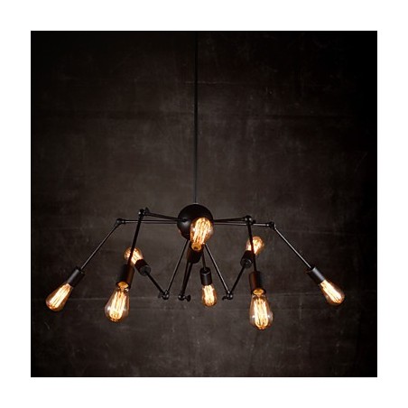 Lampadario retrò rustico in nichel spazzolato a 8 luci