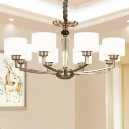 Lampadario contemporaneo a 6 luci con paralume in vetro