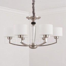 Lampadario contemporaneo a 6 luci con paralume in vetro