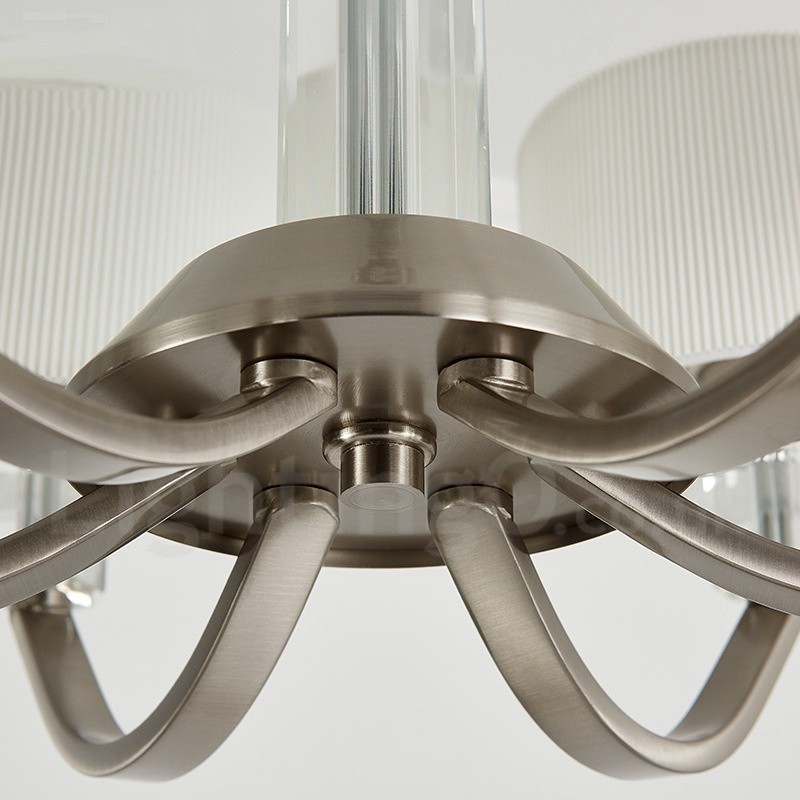Lampadario moderno contemporaneo a 6 luci con paralume in tessuto