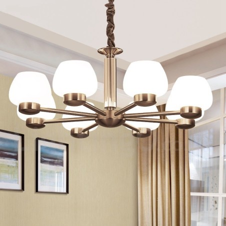 Lampadario moderno contemporaneo a 8 luci in vetro E27 85x32 cm