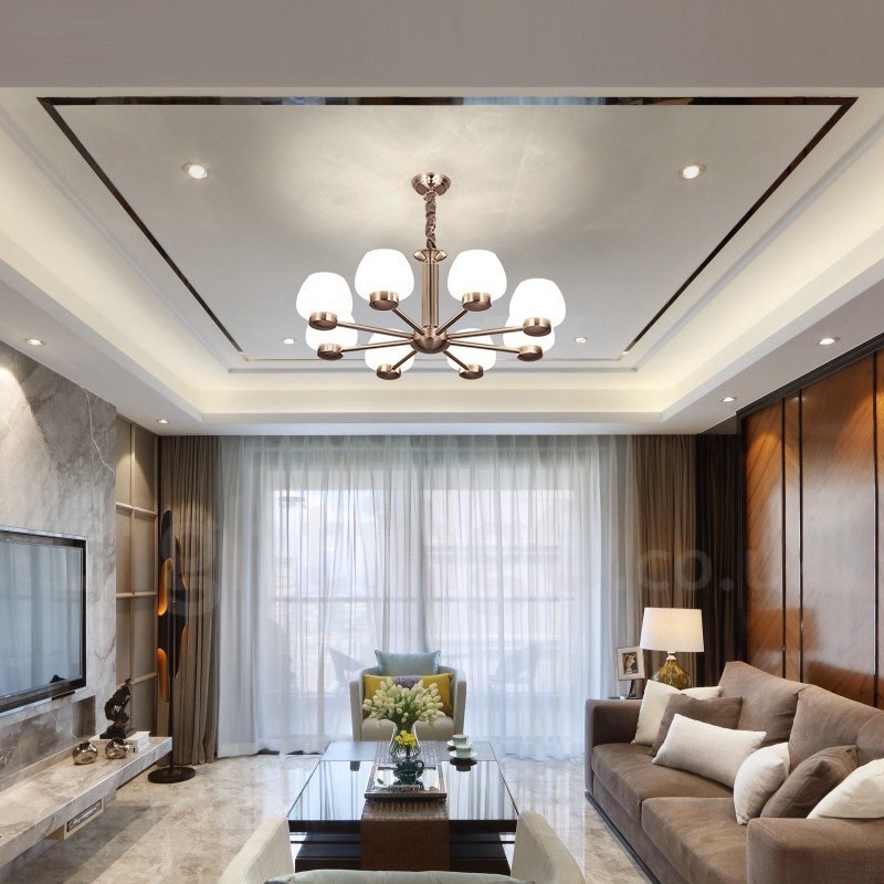 Lampadario moderno contemporaneo a 8 luci in vetro E27 85x32 cm