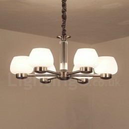 Lampadario moderno contemporaneo 6 luci con paralume in vetro E27 73x32 cm