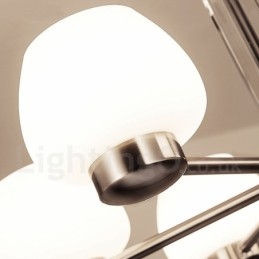 Lampadario moderno contemporaneo 6 luci con paralume in vetro E27 73x32 cm
