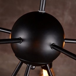 Lampadario retrò rustico in nichel spazzolato a 8 luci