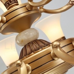 Lampadario retrò classico in lega di zinco 6 luci con paralumi in vetro E27