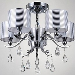 Lampadario moderno in cristallo K9 a 6 luci, oro e cromo