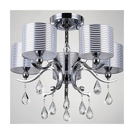 Lampadario moderno in cristallo K9 a 6 luci, oro e cromo