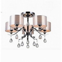 Lampadario moderno in cristallo K9 a 6 luci, oro e cromo