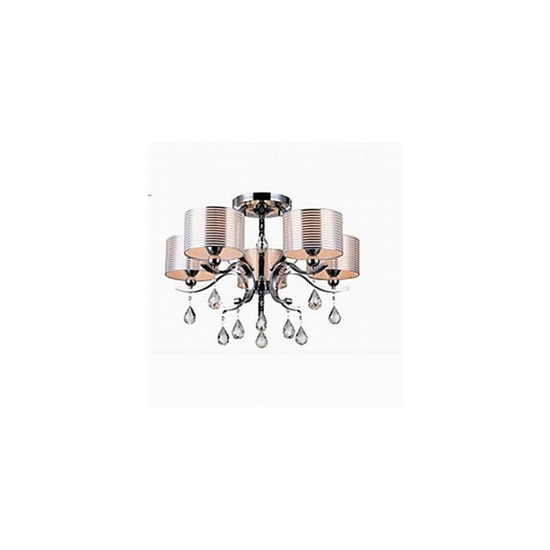 Lampadario moderno in cristallo K9 a 6 luci, oro e cromo