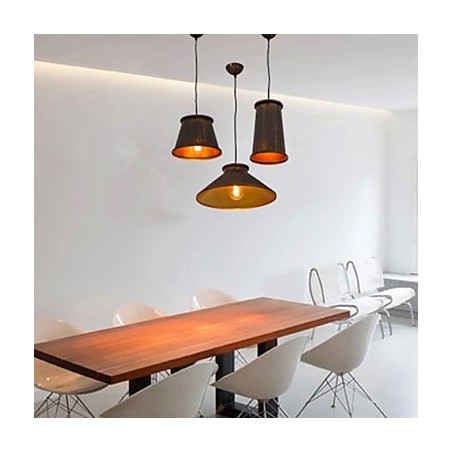 Lampadario a sospensione moderno e contemporaneo in metallo marrone, 3 luci, 100 cm