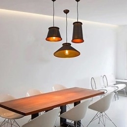 Lampadario a sospensione moderno e contemporaneo in metallo marrone, 3 luci, 100 cm