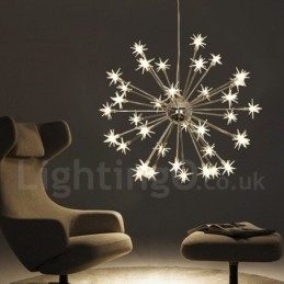 Lampada a sospensione contemporanea in acciaio e vetro 32 luci G4 Ø 75 cm