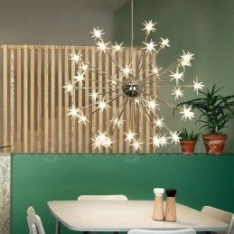 Lampada a sospensione contemporanea in acciaio e vetro 32 luci G4 Ø 75 cm