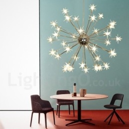 Lampada a sospensione contemporanea in acciaio e vetro 32 luci G4 Ø 75 cm