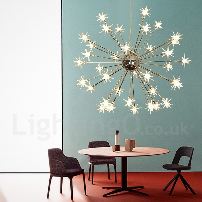 Lampada a sospensione contemporanea in acciaio e vetro 32 luci G4 Ø 75 cm