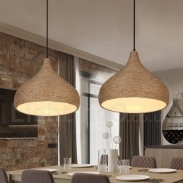 Lampada a sospensione rustica rétro in corda di canapa, paralume in corda di canapa, Ø 42 cm, attacco E27