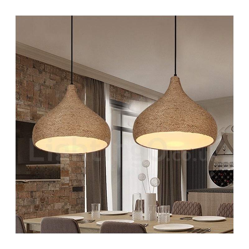 Lampada a sospensione rustica rétro in corda di canapa, paralume in corda di canapa, Ø 42 cm, attacco E27