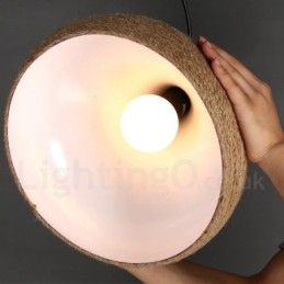 Lampada a sospensione rustica rétro in corda di canapa, paralume in corda di canapa, Ø 42 cm, attacco E27