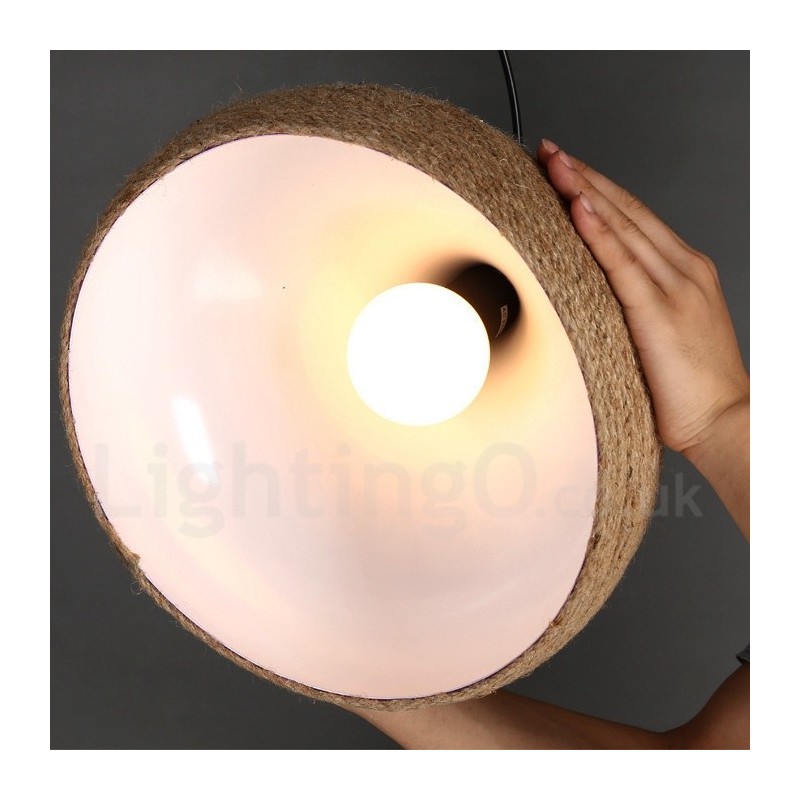 Lampada a sospensione rustica rétro in corda di canapa, paralume in corda di canapa, Ø 42 cm, attacco E27