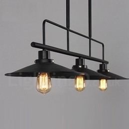 Lampada a sospensione rustica vintage in acciaio a 3 luci E27 120 cm