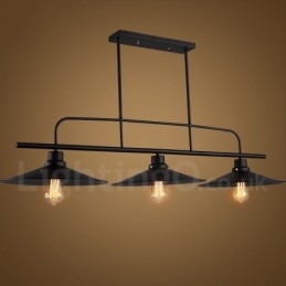 Lampada a sospensione rustica vintage in acciaio a 3 luci E27 120 cm