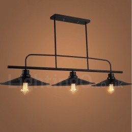 Lampada a sospensione rustica vintage in acciaio a 3 luci E27 120 cm
