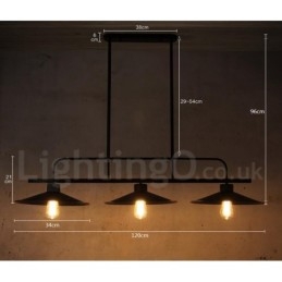 Lampada a sospensione rustica vintage in acciaio a 3 luci E27 120 cm