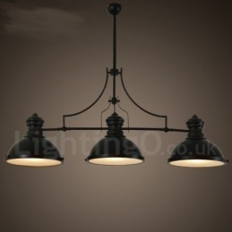 Lampada a sospensione rustica retrò in acciaio a 3 luci E27