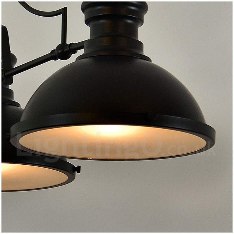 Lampada a sospensione rustica retrò in acciaio a 3 luci E27