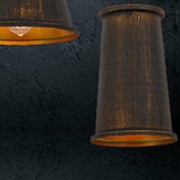 Lampadario a sospensione moderno e contemporaneo in metallo marrone, 3 luci, 100 cm